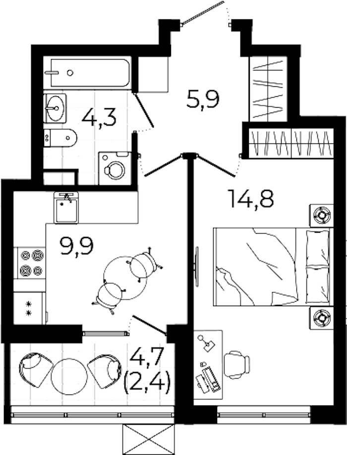 1-комнатная квартира 37.3 м², 2/12 эт., ЖК «А101 Всеволожск»